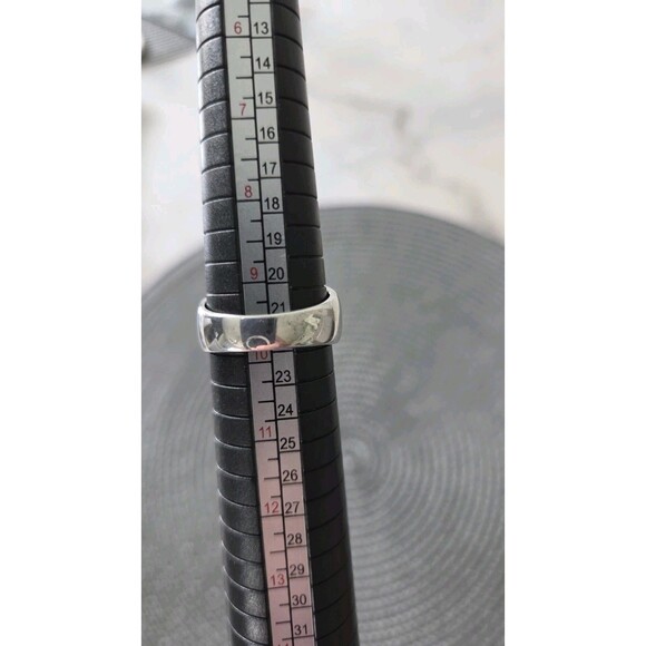 STERLING SILVER 925 WIDE GEOMETRIC OXIDIZED BLACK ROUNDED RING BAND SIZE 9.5-10 - Picture 4 of 8